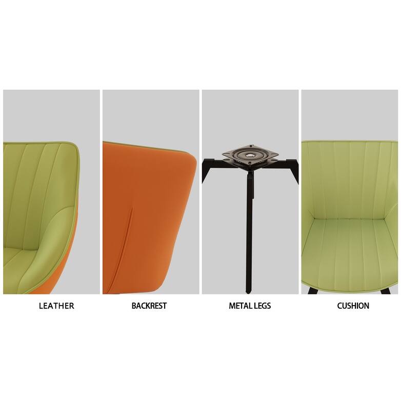 Modern Kitchen Table & Chairs Set with Green Leather Dining Chairs