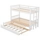 preview thumbnail 10 of 11, Twin over Twin Wood Bunk Bed with Trundle, Solid Wood Bedframe w/Ladder & Safety Guardrails, No Box Spring Needed