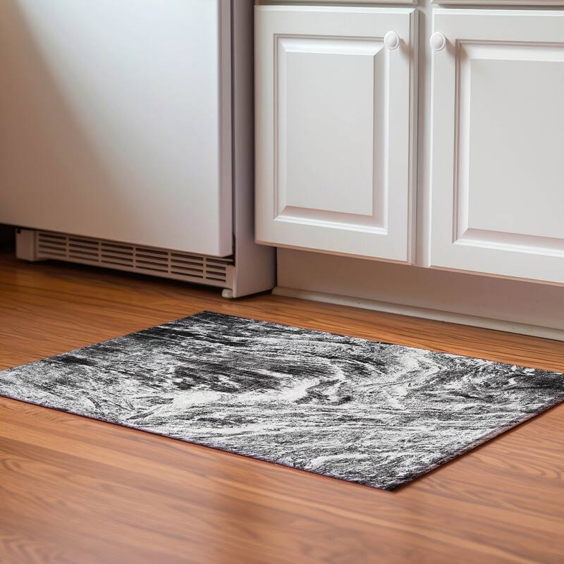 Premium Washable Super Soft Modern Tide Mayfield Rug - Black - 1'8" x 2'6"