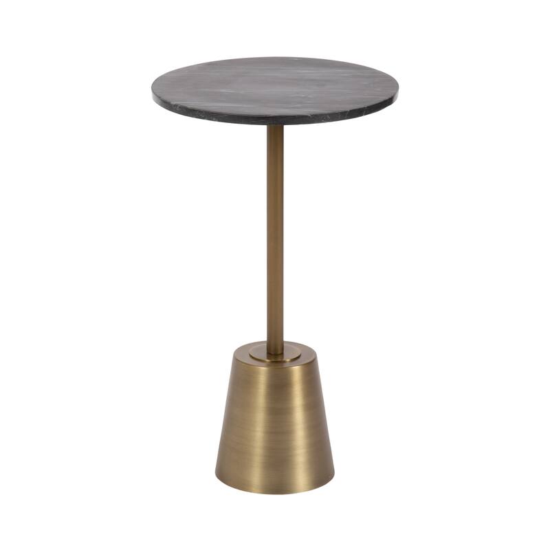 Kate and Laurel Tira Round Side Table - 14x14x24 - Black/Gold