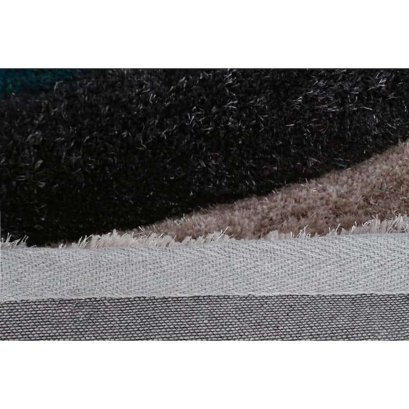 Mateos Shag Collection Abstract Area Rug - 5' X 7'