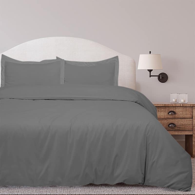 Royale Linens Black Duvet Cover Full Size - Soft Duvet Cover Set - 3 Piece Double Brushed Full Duvet Covers with Zipper Closure - Charcoal - Full