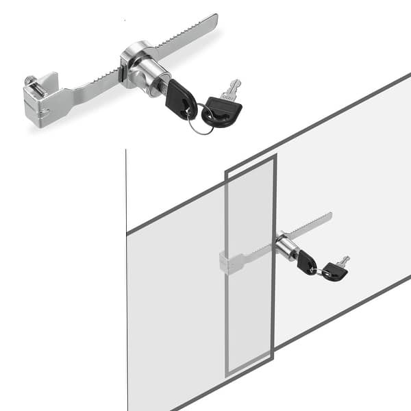 PATIKIL 2-Pack Sliding Glass Cabinet Lock – Keyed Alike, No-Drill Ratchet Lock For 8mm Glass Doors, Silver Zinc Alloy