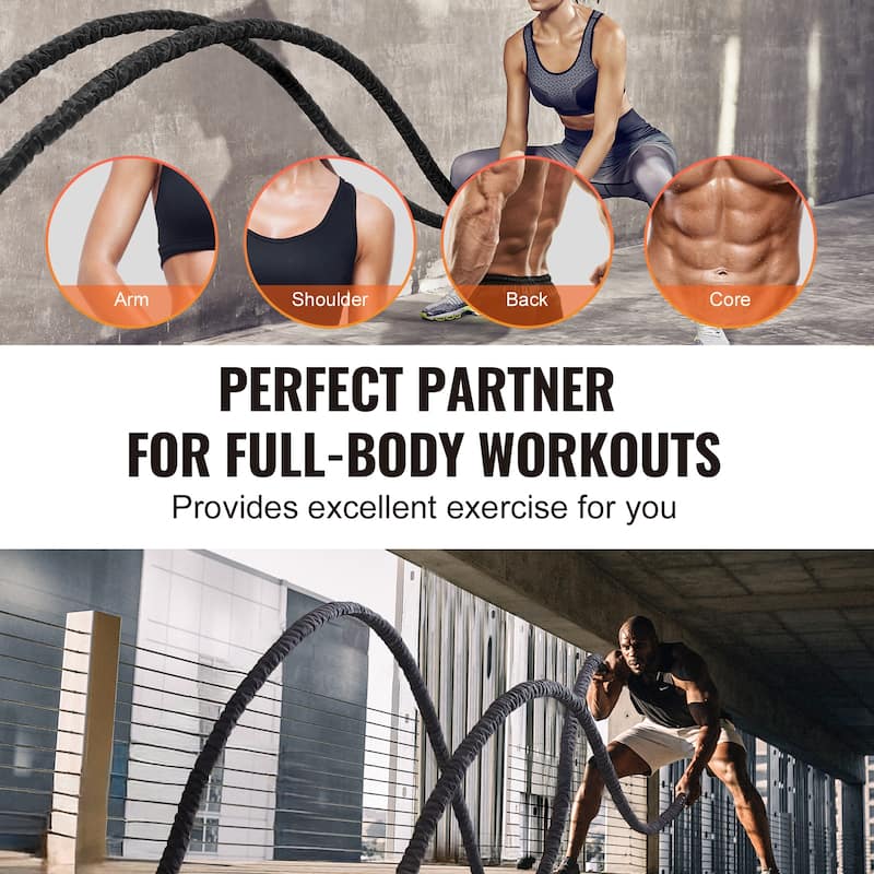 Battle Rope, 1.5 Inch Diameter Polyester Exercise Rope, Battle Exercise Equipment, Heavy Weighted Rope for Home Gym