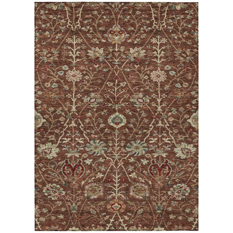 Machine Washable Indoor/ Outdoor Traditional Kashan Chantille Rug