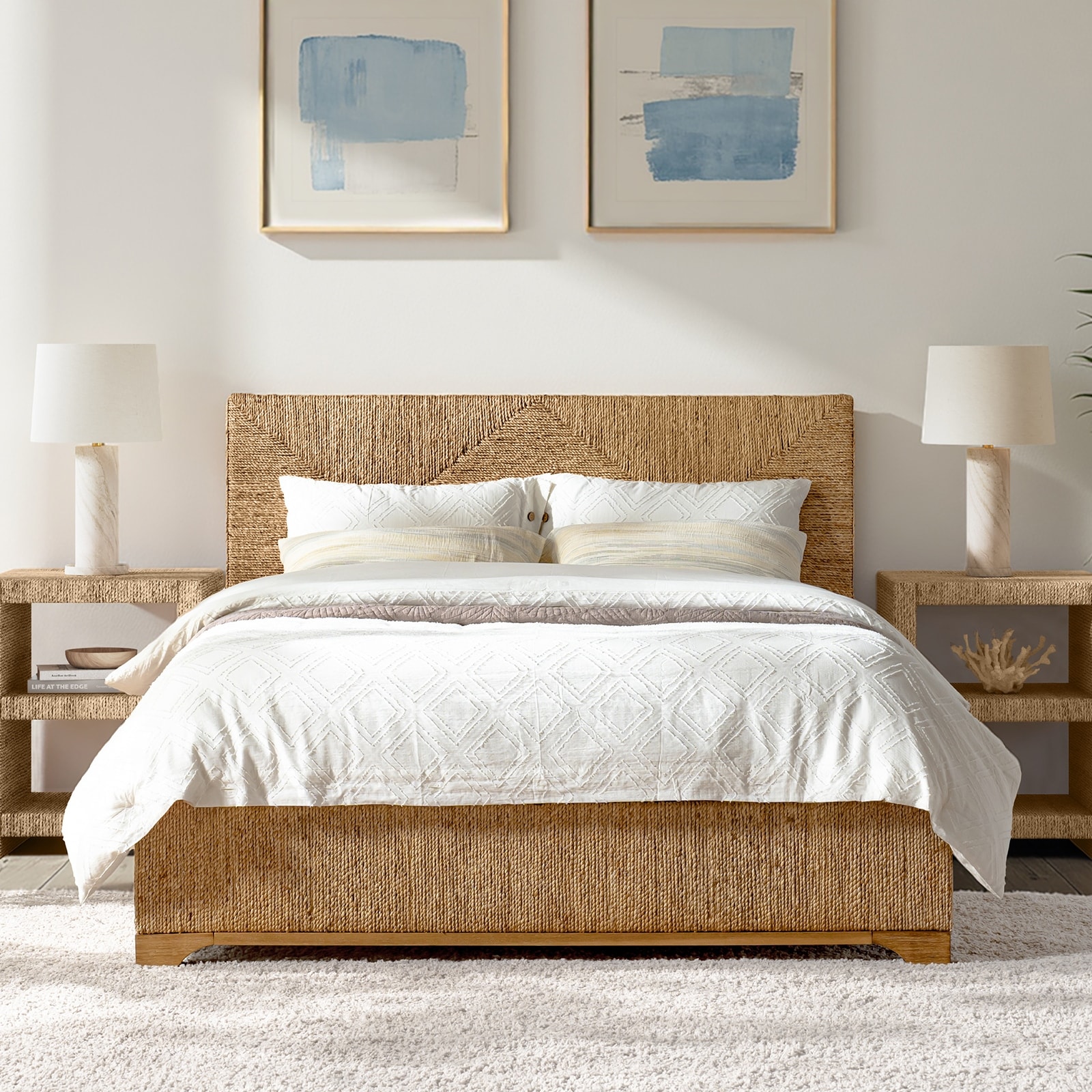 HULALA HOME Melosia Coastal Solid Wood Standard Bed