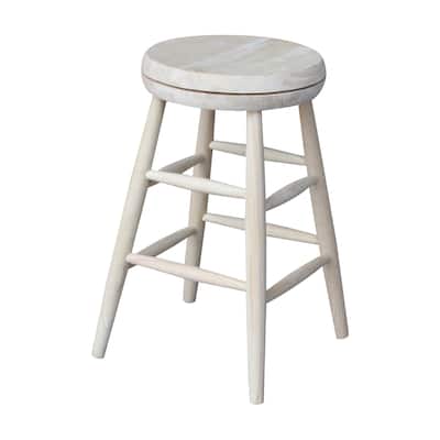 Unfinished Solid Wood Swivel Bar Stool