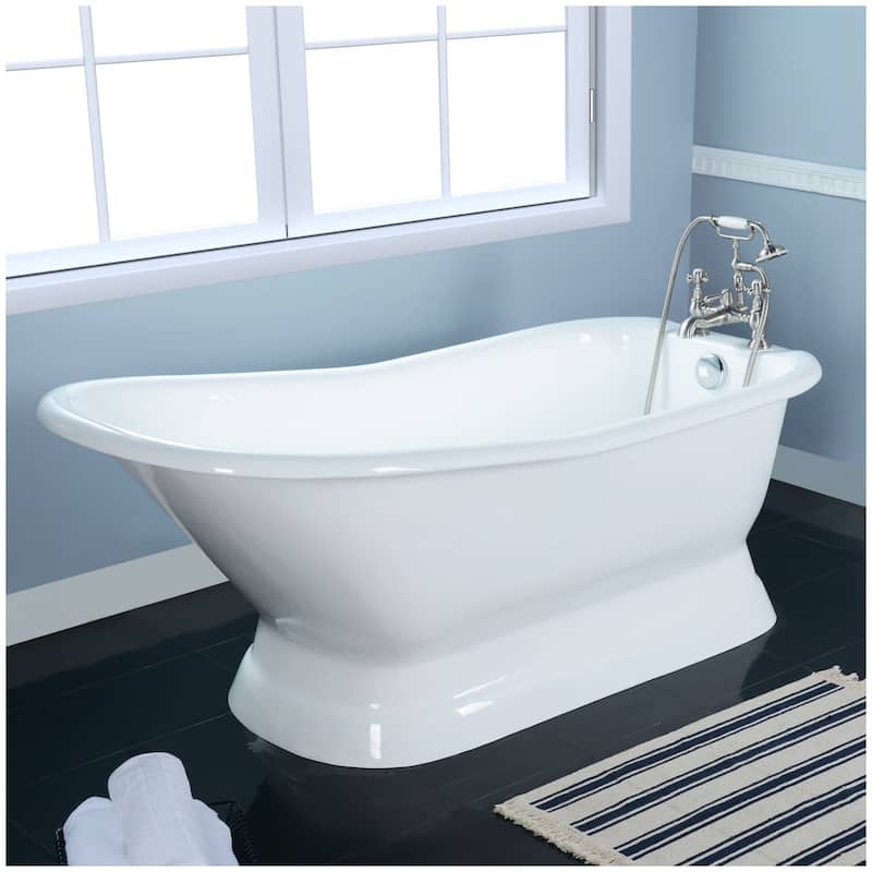 Kingston Brass Aqua Eden 66" Cast Iron Free Standing Tub with 7"