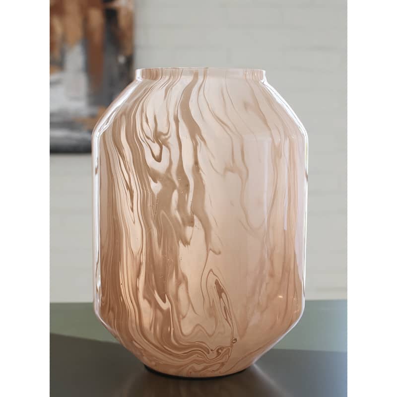 Signature Design by Ashley Dushby Blush Pink Vase - 6.88" W x 6.88" D x 9.5" H