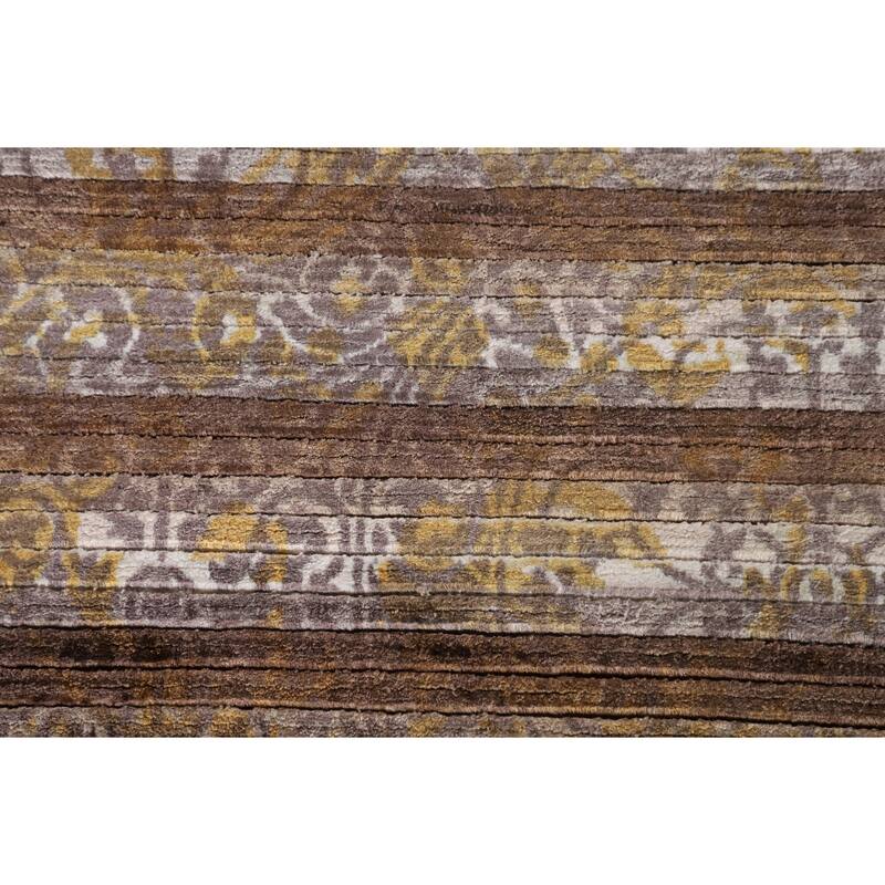 Striped Indo Abstract Oriental Accent Rug Handmade Wool Carpet - 2'8"x 4'10"