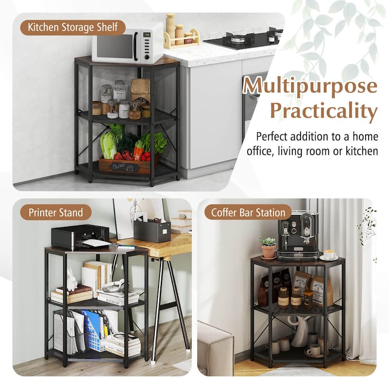 Costway Corner Printer Stand with Charging Station Adjustable Metal - See Details