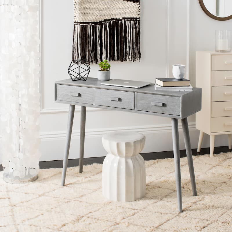 SAFAVIEH Hennie 3-Drawer Console Table - 41.8" x 14.3" x 32" - 42"W x 14"D x 32"H - Slate Grey