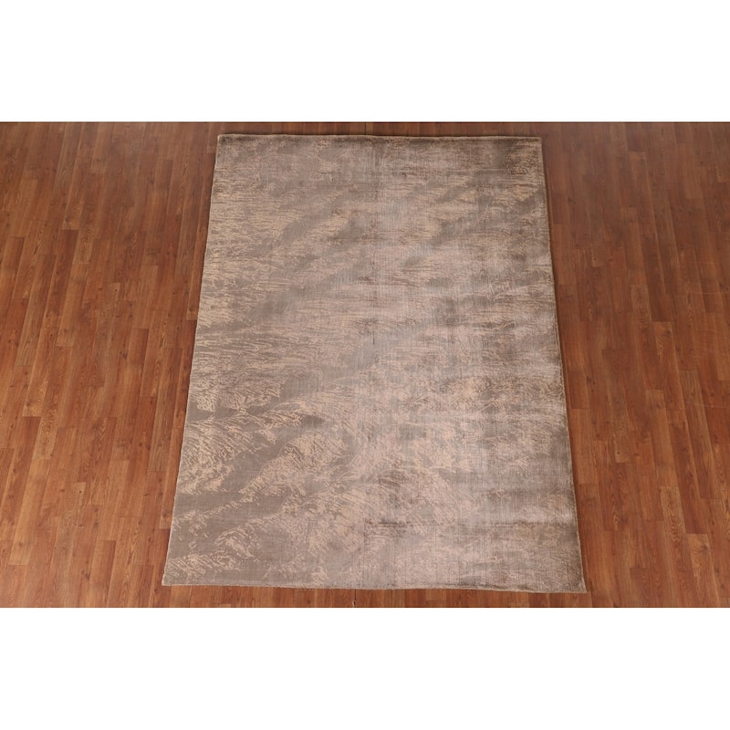 Abstract Indian Area Rug Handmade Wool Carpet - 5'7"x 7'8"