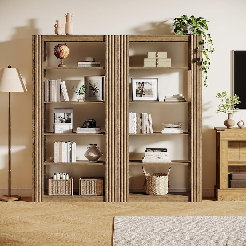 70.8-Inch 5-Tier Open Bookshelf Bookcase Wood Display Storage Shelves