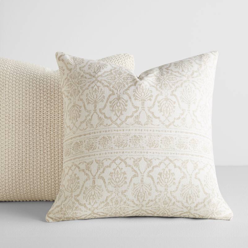 2-Pack Decor Throw Pillows Seed Stitch Knit with Cotton Patterns in Antique Floral