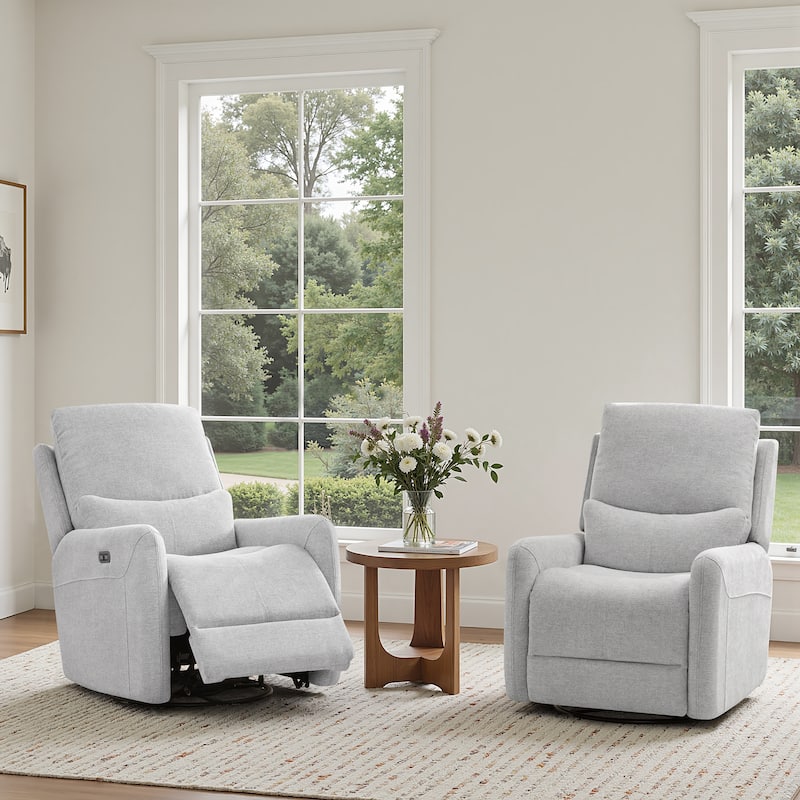 30" Power Recliner 360-degree Swivel Arm Chair Faux Leather - Gray
