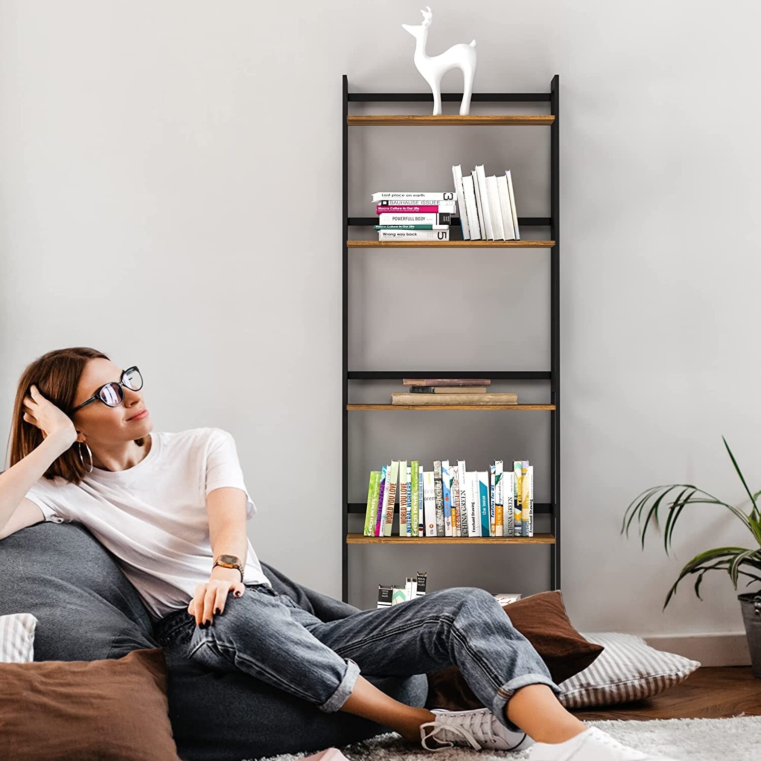 Loring 5 shelf leaning bookcase deals