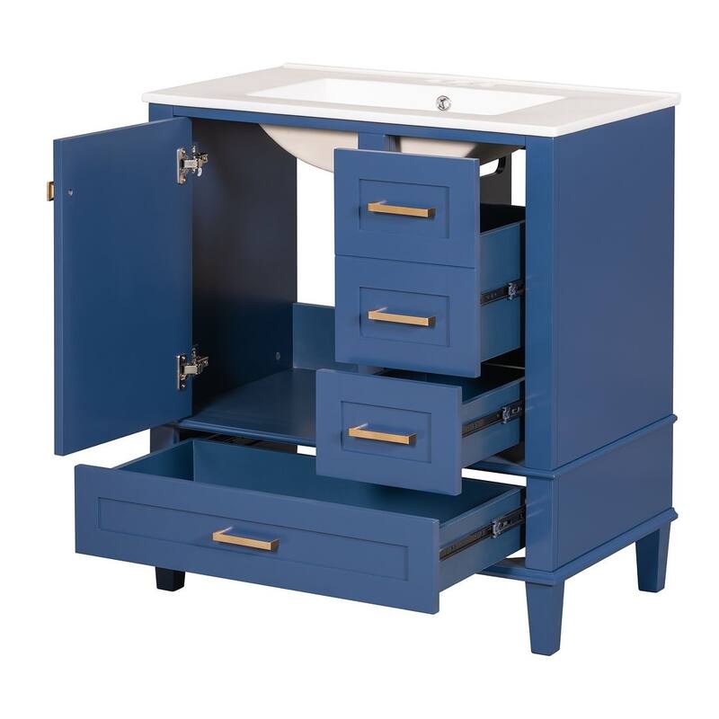 30" Bathroom Vanity With Sink, Solid Wood Bathroom Storage Cabinet