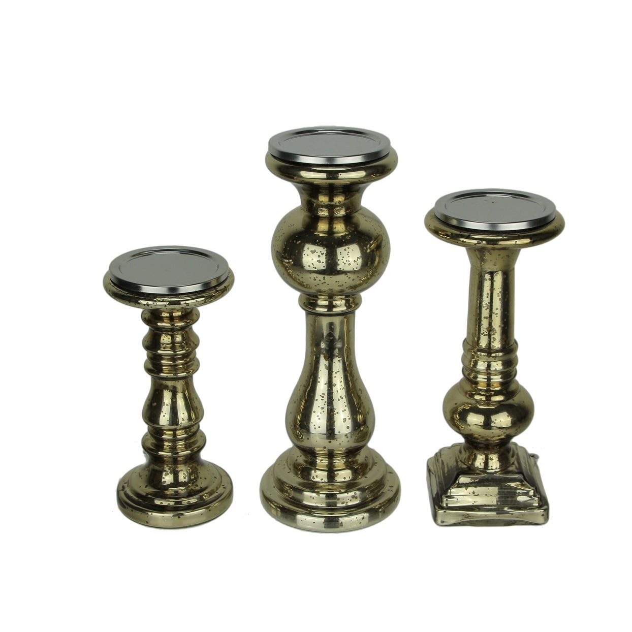 Collectible Candles Holders Extra Large Silver Mercury Glass Pedestal Pillar Candle Holder 12 Candles
