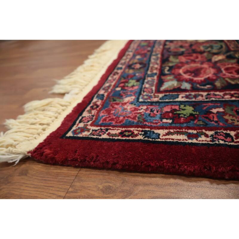 Hand Knotted Oriental 100% Wool Carpet Traditional Floral Red Shahbaft Area Rug - 18' 4'' X 9' 1''