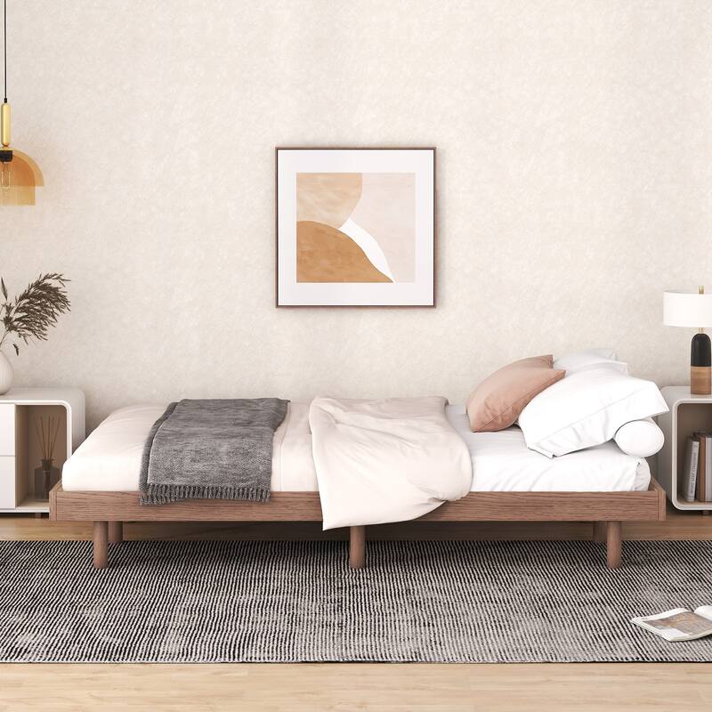 Modern Design Queen Size Floating Platform Bed Frame, White