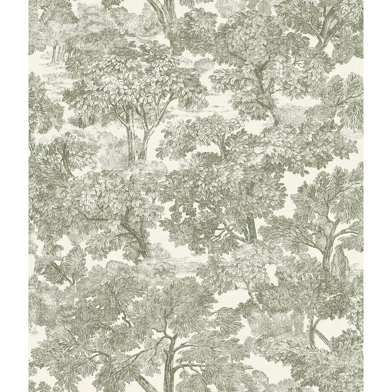 Chesapeake Spinney Green Toile Wallpaper