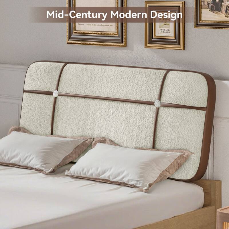 WOWMAX Mid Century Modern Upholstered Backrest Pillow, Large Floor Cushion, Headboard Pillow With Bolster Support, Beige