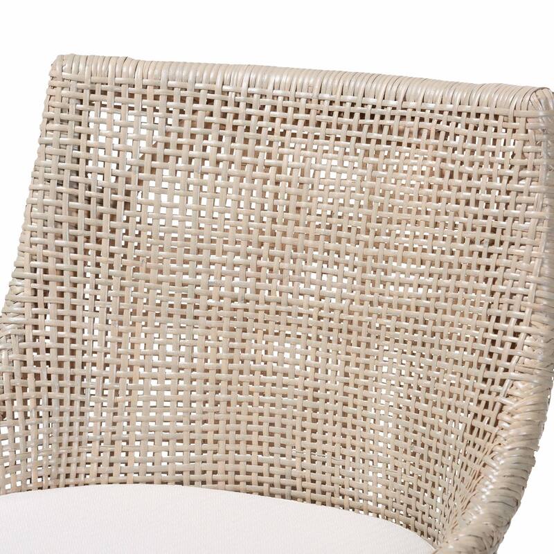Bella Swivel Rattan Counter Stool with Cushion - Handwoven Wicker Kitchen Island Seating with Backrest and Footrest