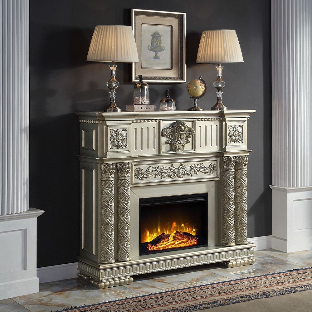 Acme Furniture Vendome Fireplace in Gold Patina Finish