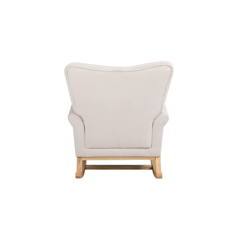 Nursery Rocking Chair with High Back, Modern Baby Room Rocker with Padded Seat, Comfortable Fabric Armchair