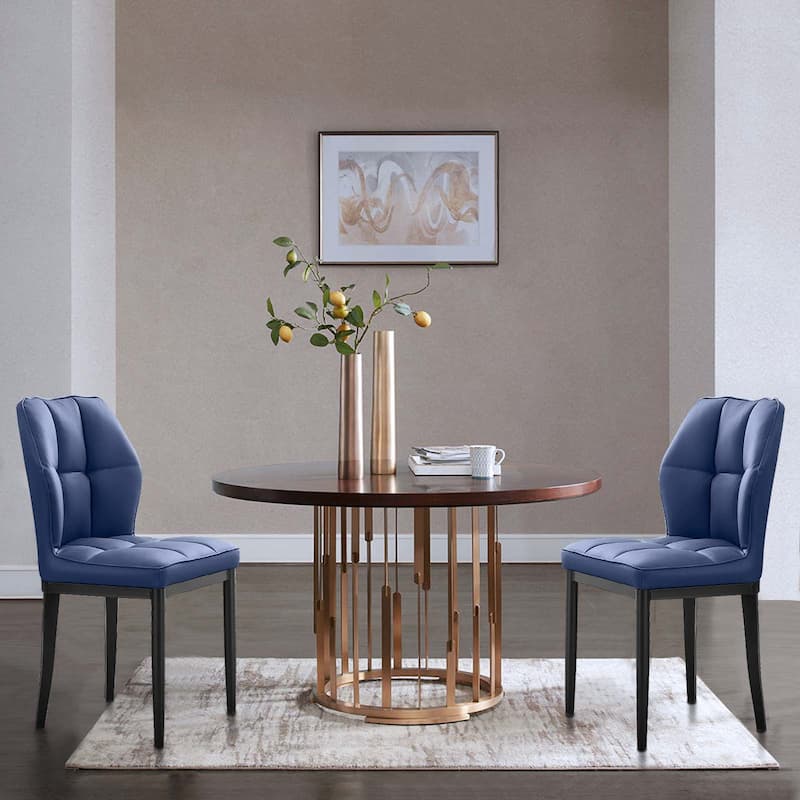 Checkered Faux Leather Upholstered Dining Chairs, Set of 2/4 - 33.7"H x 17.4"W x 17.4"D