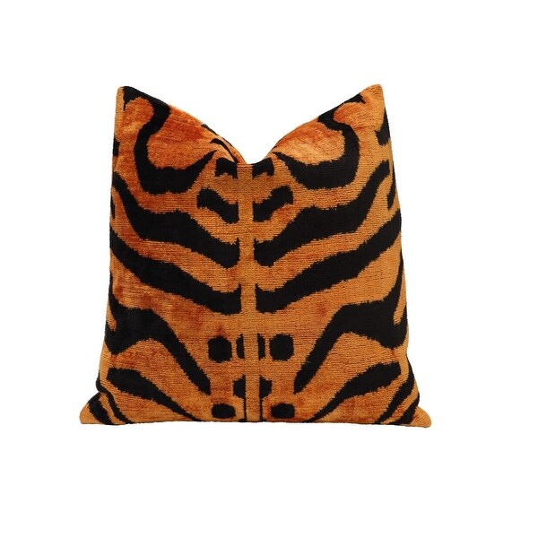 Handmade Modern Throw Pillows With Insert Orange Tiger Velvet