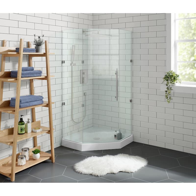 Voltaire 36" x 36" Acrylic White, Single-Threshold, Center Drain, Neo-angle Shower Base