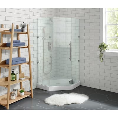 Voltaire 36" x 36" Acrylic White, Single-Threshold, Center Drain, Neo-angle Shower Base
