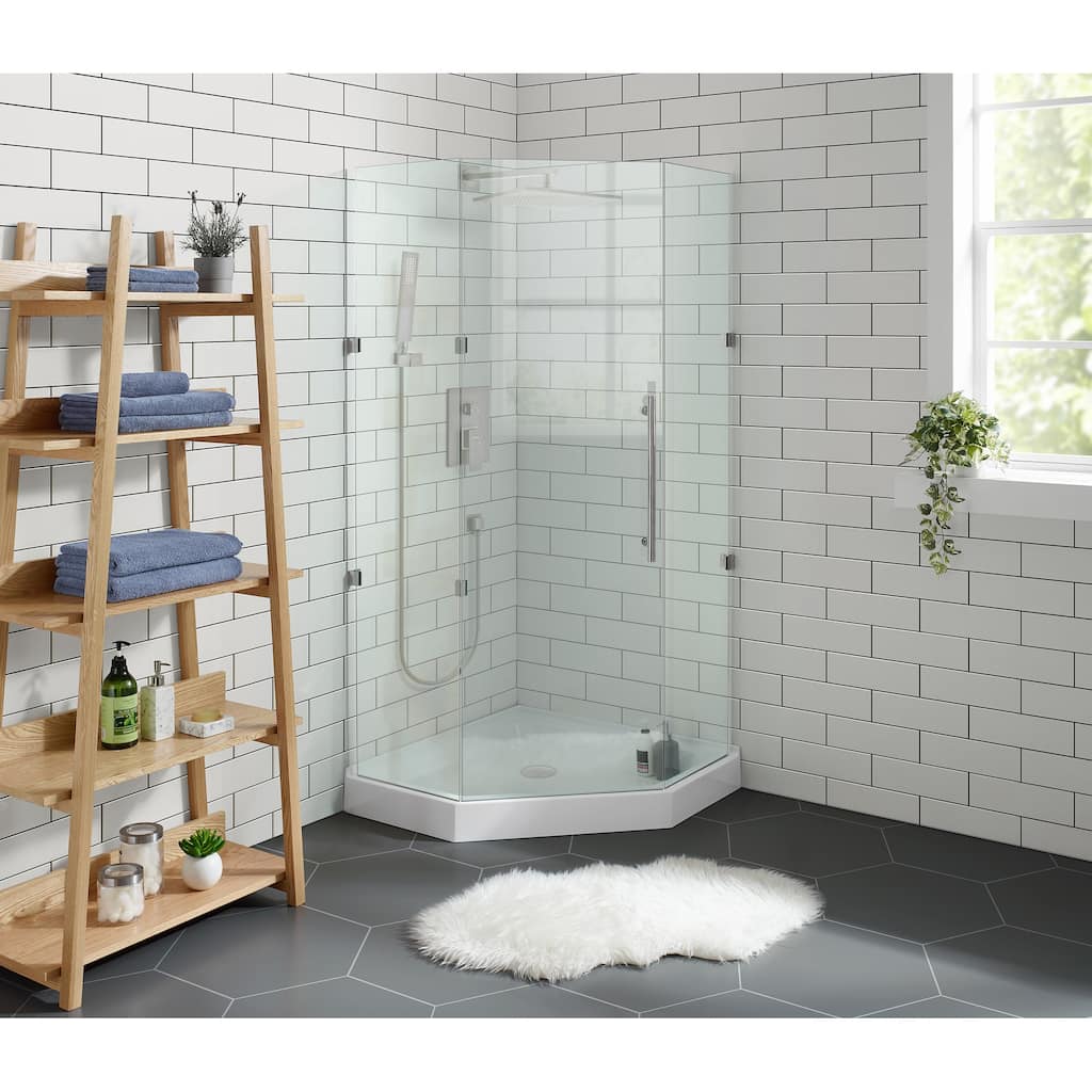 Voltaire 36" x 36" Acrylic White, Single-Threshold, Center Drain, Neo-angle Shower Base