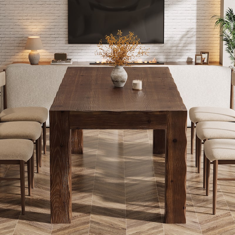 63" Solid Wood Dining Table for 4-6, Rectangle Farmhouse Kitchen Table