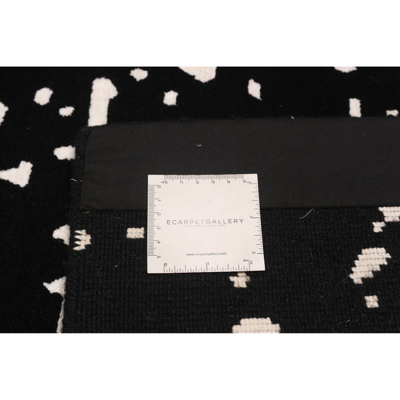 ECARPETGALLERY Hand-knotted Opulence Black, White Viscose, Wool Rug - 9'10 x 9'10
