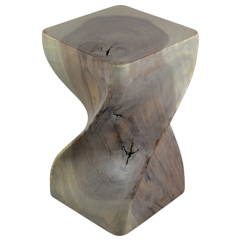 Haussmann® Big Twist Wood Stool Table 12 in SQ x 20 in H Grey Oil - 12" x 12" x 20"