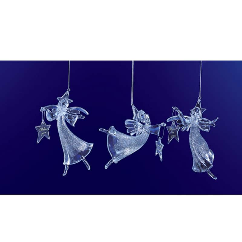 Icy Crystal Glitter Angel Christmas Ornaments - 6" - Set of 6