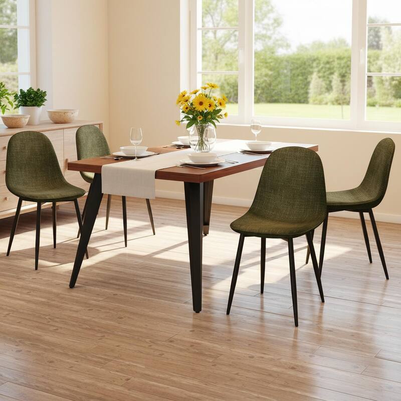 Homy Casa 5-Piece Dining Room Set with Modern Brown Table and 4 Upholstered Side Chairs