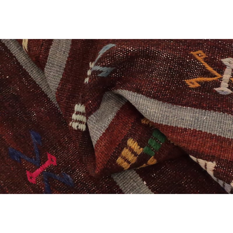 Hand Woven Oriental 100% Wool Carpet Southwestern Tribal Multi-Colored Kilim Area Rug - 9' 8'' X 5' 4''