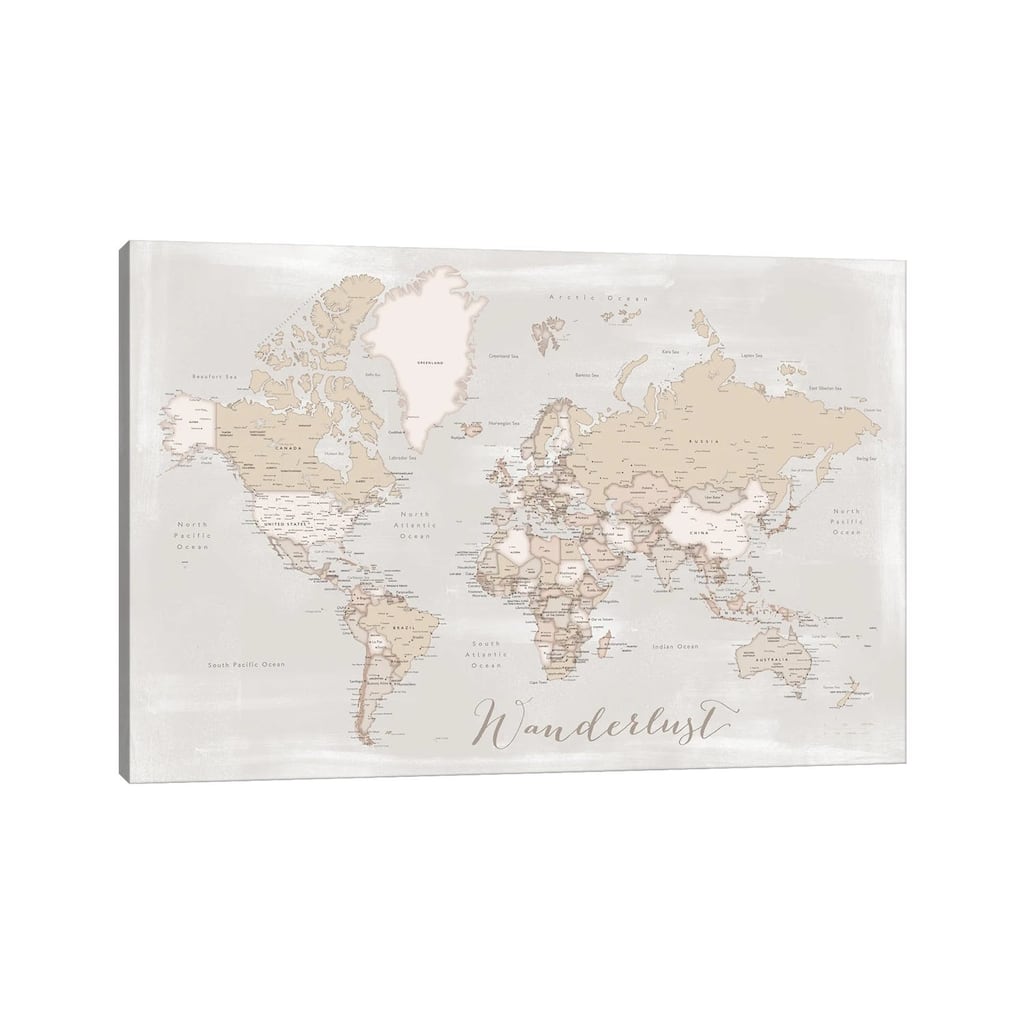 iCanvas "Rustic Detailed World Map Lucille, Wanderlust" by blursbyai Canvas Print