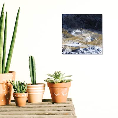 Wynwood Studio Canvas Abstract Mountain Snow Blue and Dark Blue Modern & Contemporary Wall Art Canvas Print