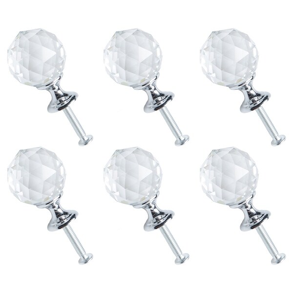 Crystal Knobs Drawer Pull Handle Cupboard Wardrobe Dresser Door Decorative 6pcs - 25mm