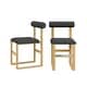 preview thumbnail 30 of 35, Corvus Caen Teddy Fabric Bar Stools with Wood Legs (Set of 2) Black