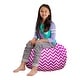 preview thumbnail 72 of 192, Kids' Stuffed Animal Storage Bean Bag Chair Cover or Toy Organizer 27 Inches Medium - Pattern Chevron Purple and White
