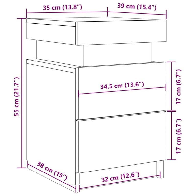 vidaXL Bedside Cabinet Engineered wood Standard Bedside Cabinet