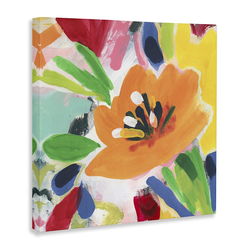 Stupell Vivid Orange Flower Impressions Canvas Wall Art Design By June Erica Vess