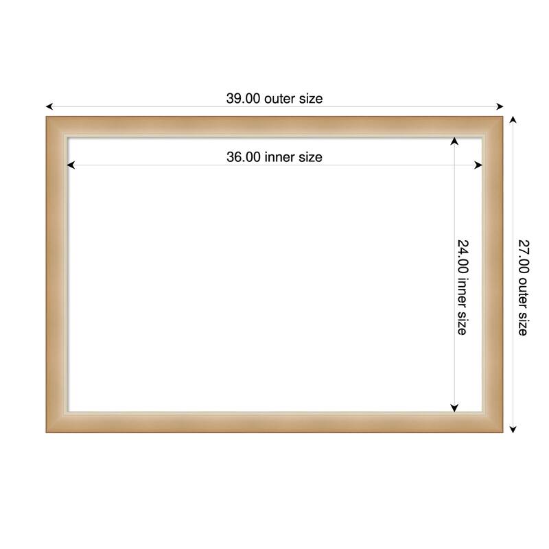Amanti Art Eva Black Silver Narrow Framed Dry Erase Magnetic Board - 39 x 27 in - Eva Ombre Gold Narrow