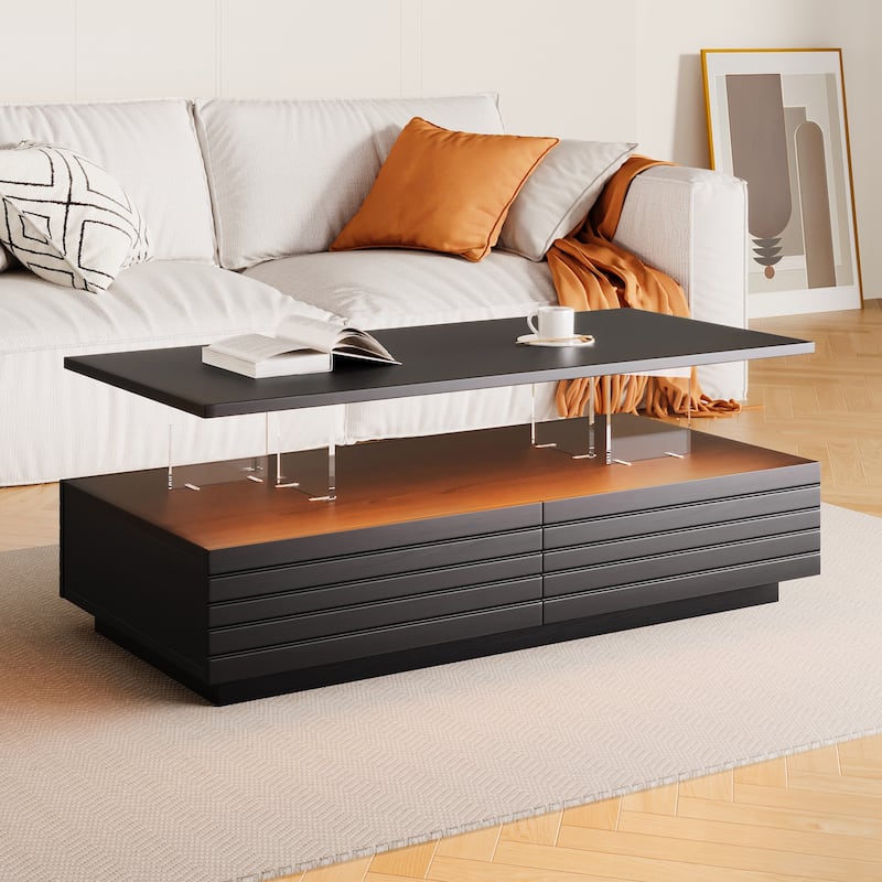 Roomfitters Modern Lift Top Coffee Table, Rectangular Storage Center Table for Living Room, Wood Design